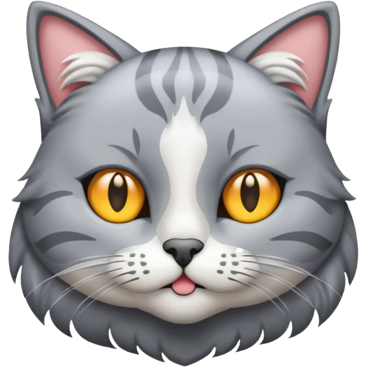 graue fluffige katze brittisch lang haar katze keine falten auf der stirn graue nase süß emoji