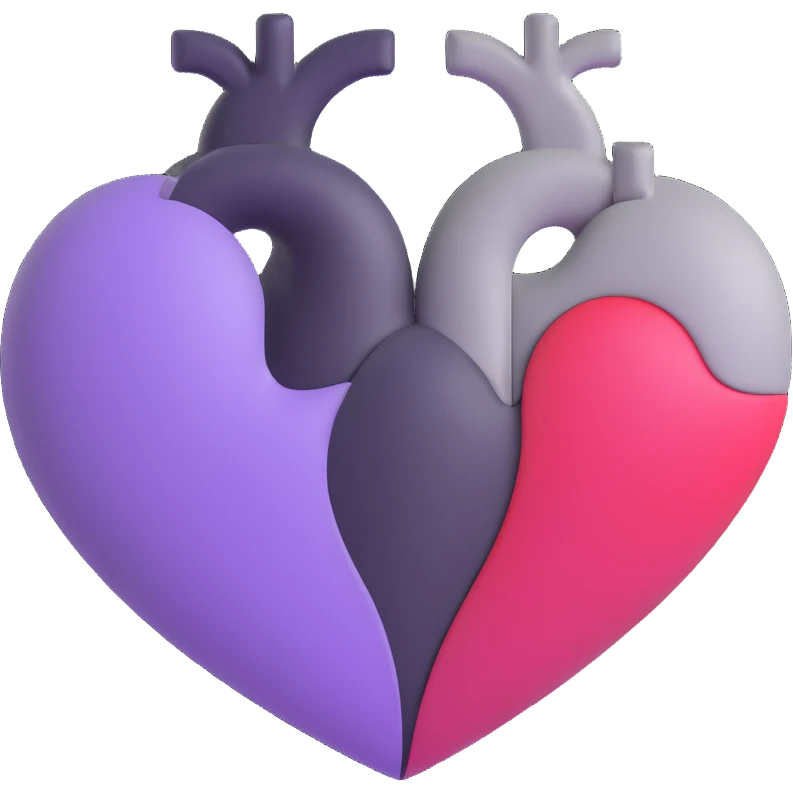 heart, half violet, half grey emoji