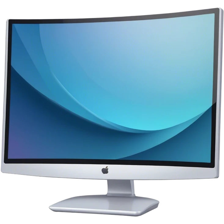 Create an emoji for 3D visualization and modeling. Show a large curved monitor with a 3D modeling program interface on the screen. Use modern, professional colors. Do not include any emojis or smiley faces. Make the background transparent. emoji