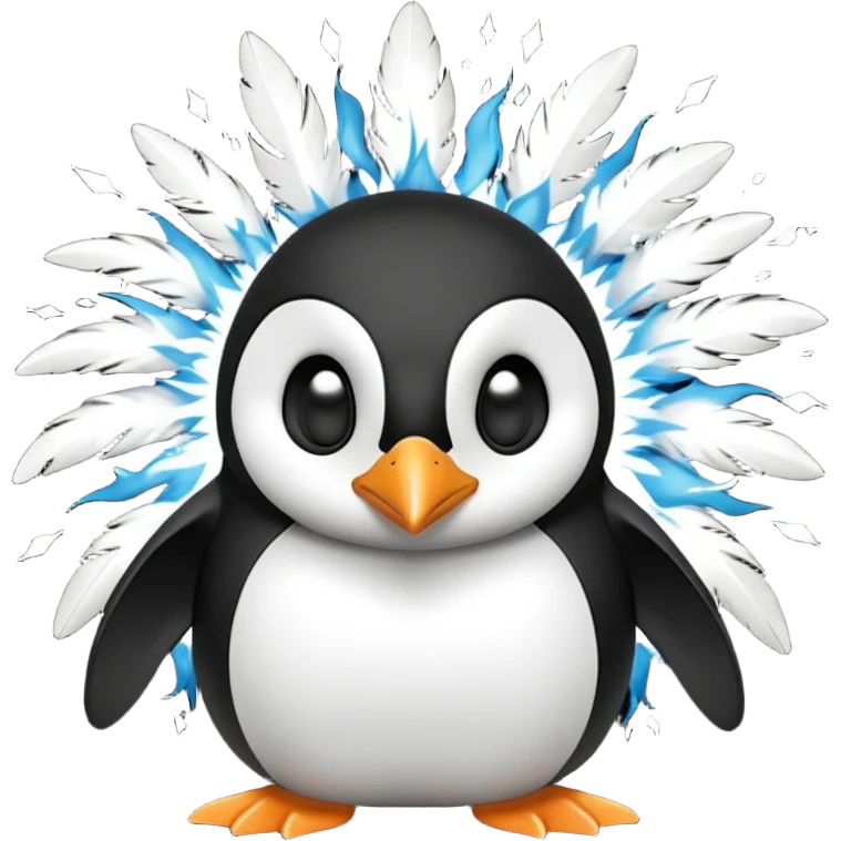penguin mid-blast, dynamic explosion emoji