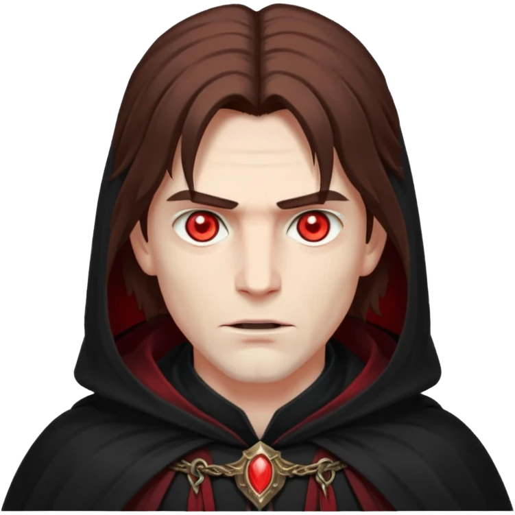 Evil, shadowie Male lord with Red glowing eyes and Long Brown Hair  emoji