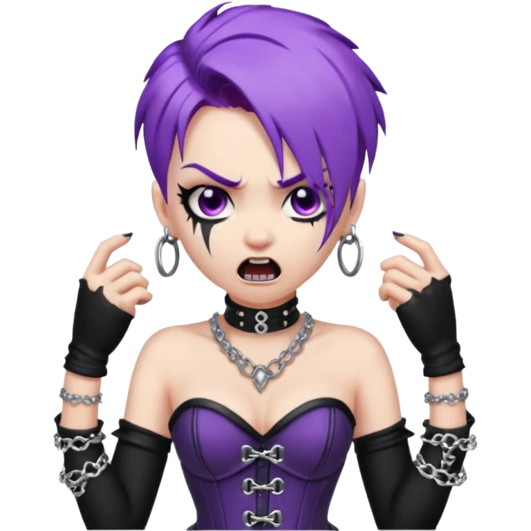 my nickname on the discord server is Little VIper, i have purple hair and an alt/goth style so like corsets and black with silver chains. i want a animated emoji with the text "'Lil Viper Mad" with an angery little viper spitting emoji