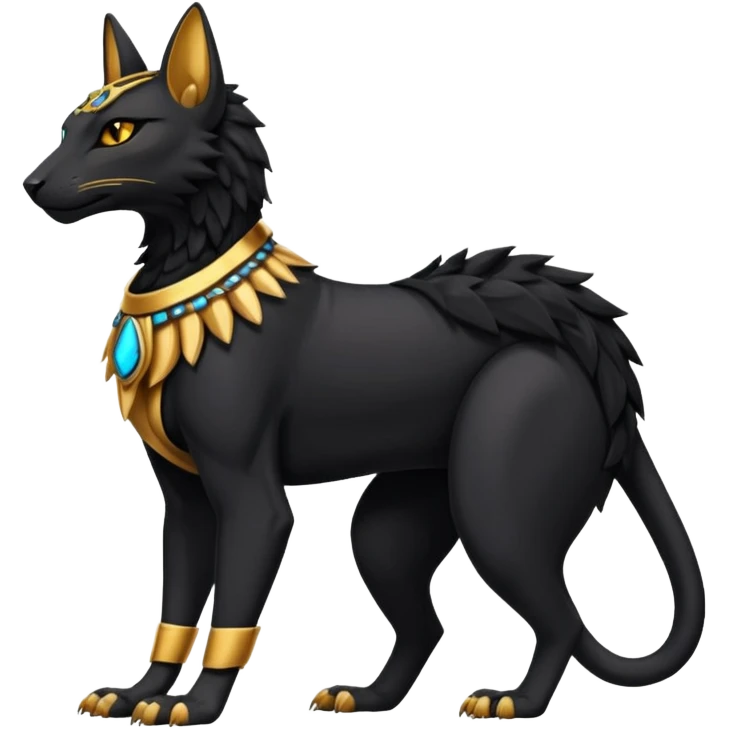 Black Dark Furry Fluffy Modern Futuristic Cyber-Salandit-Bastet-Anubis-fusion full body emoji