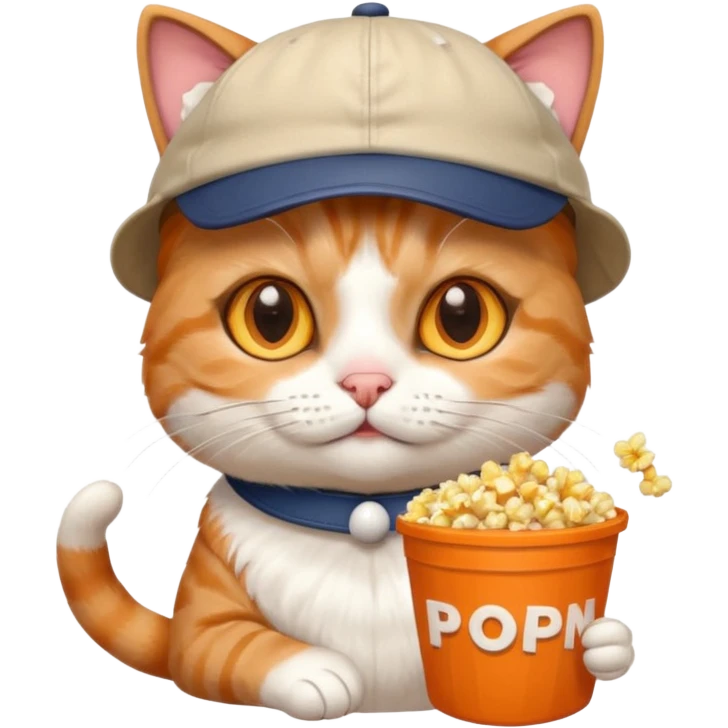 cat with with rapper popcorn with opticals emoji