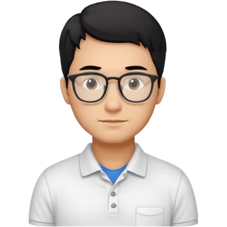 engineer wearing white polo, black hair emoji