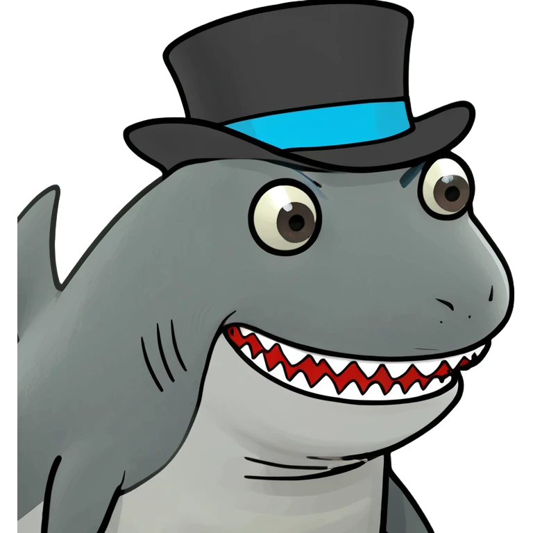 Shark with a top hat emoji