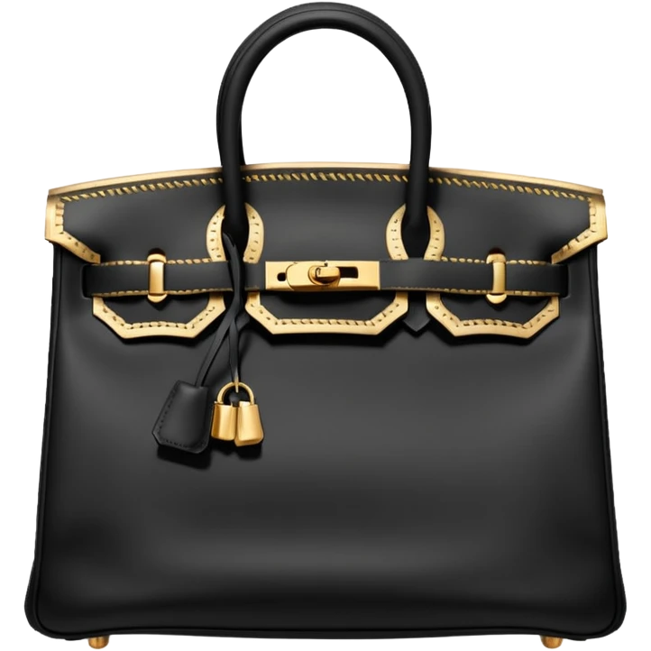 black hermes birkin with gold stitching bag emoji