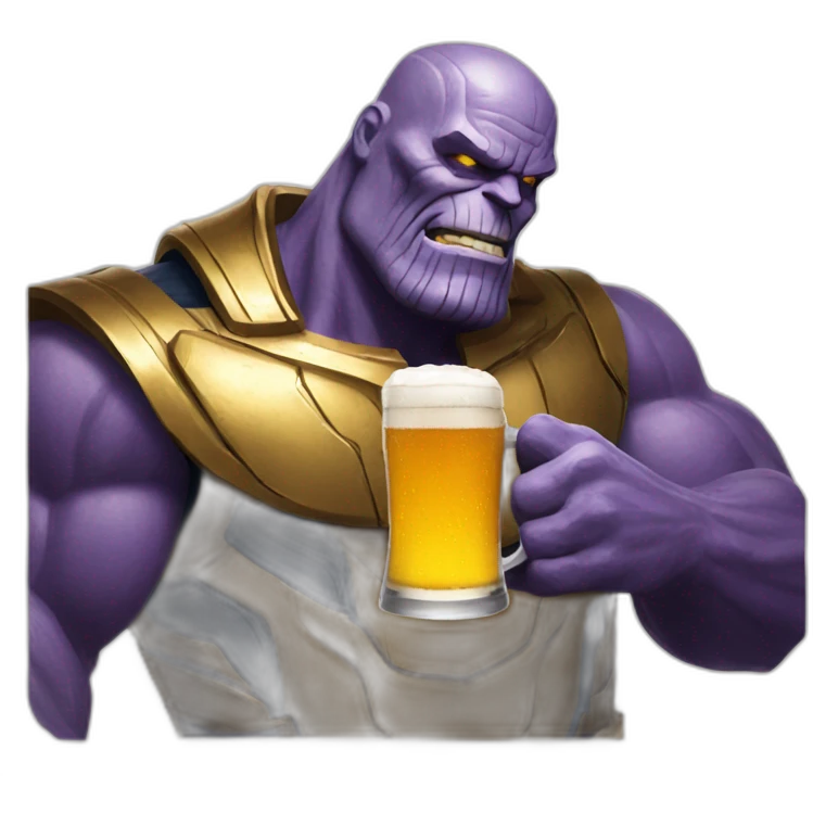 thanos drinking a beer emoji