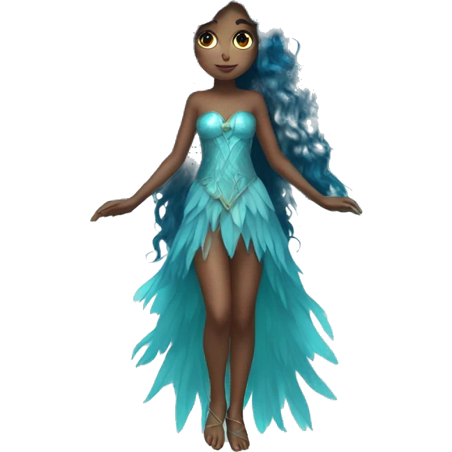 Beautiful, fairy, blue, turqoise, long hair, big wings emoji