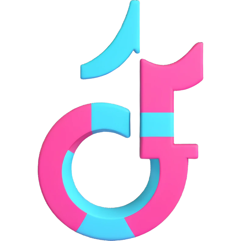 realistic 3D TikTok logo, with accurate proportions and TikTok's signature colors black white cyan and pink, for Discord role icon emoji