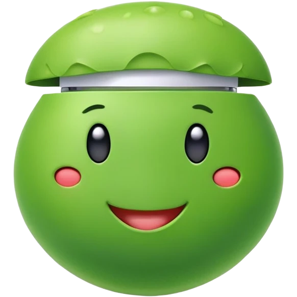 happy green pea wearing airpods emoji