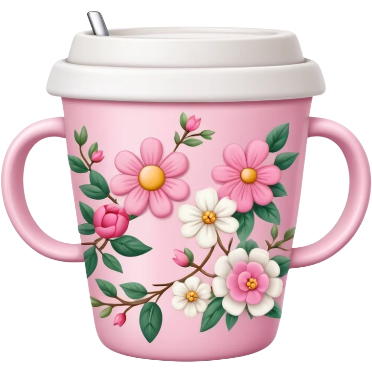 girly coffee cup with cute details emoji