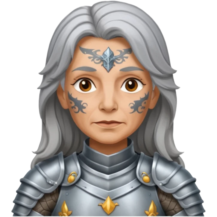 Elderly Tattooed Knights female, with long hair emoji