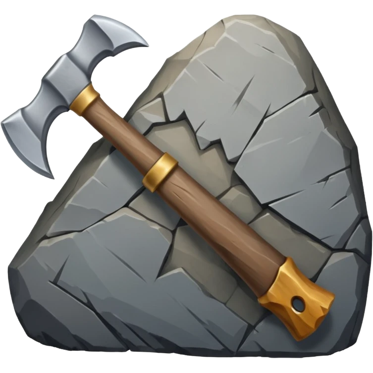 hand axe by rock emoji