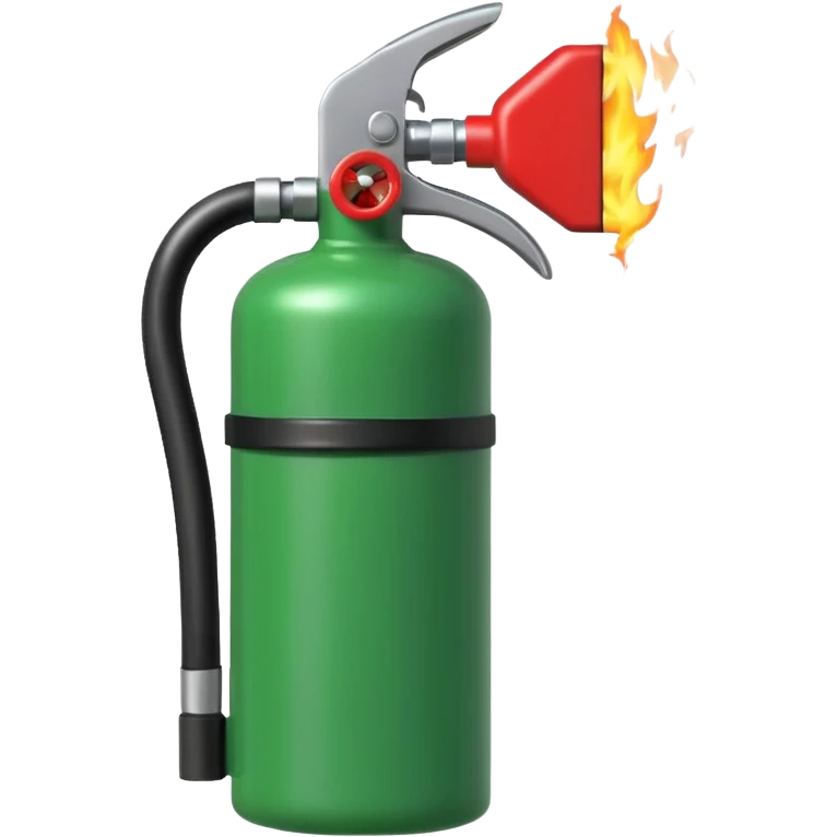 green fire extinguisher putting out a fire emoji
