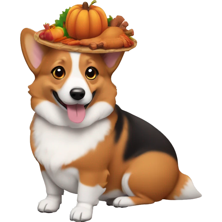 Thanksgiving corgi with turkey  emoji
