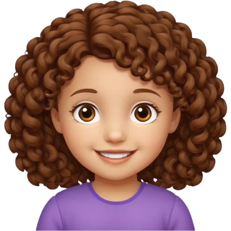 3yr old girl curly brown hair brown eyes emoji