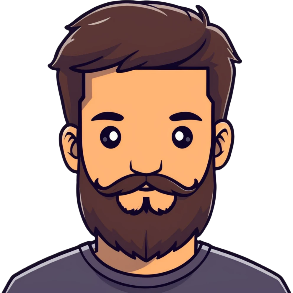 hombre con barba y pelo lacio emoji