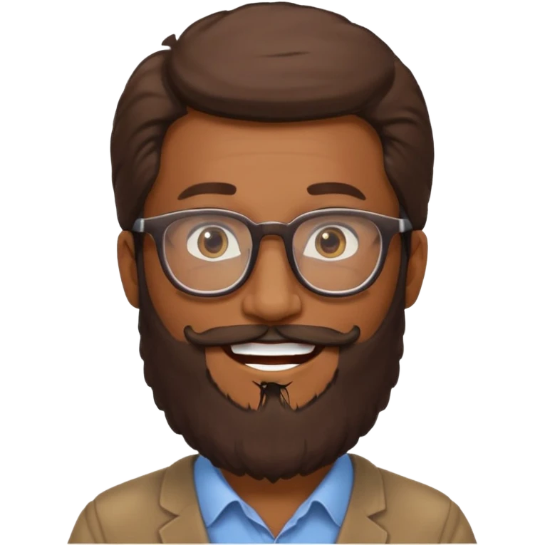 HOMME BRUN LONGUE BARBE LUNETTE emoji