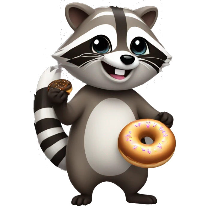 Raccoon holding donut  emoji