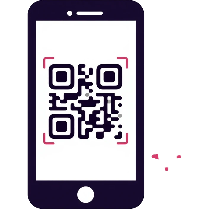 smartphone scanning QR code emoji
