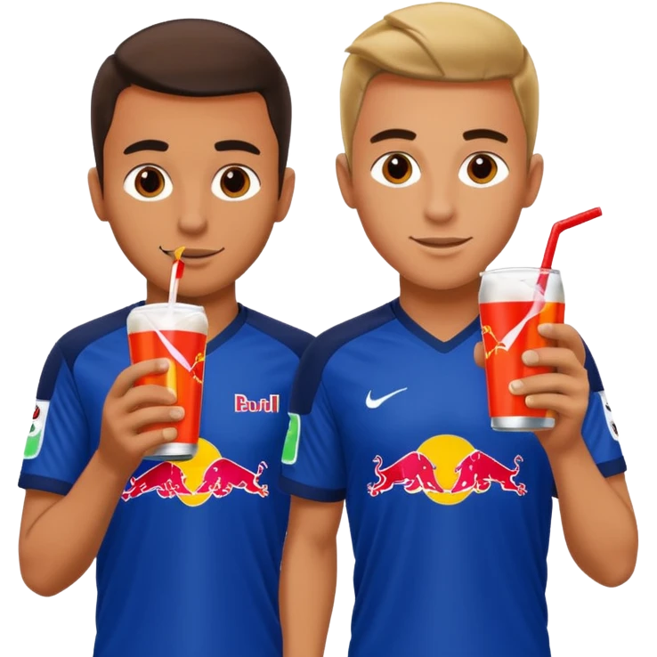 Red bull energy drink imogi for soccer players drinking red bull energy drink while playing soccer emoji