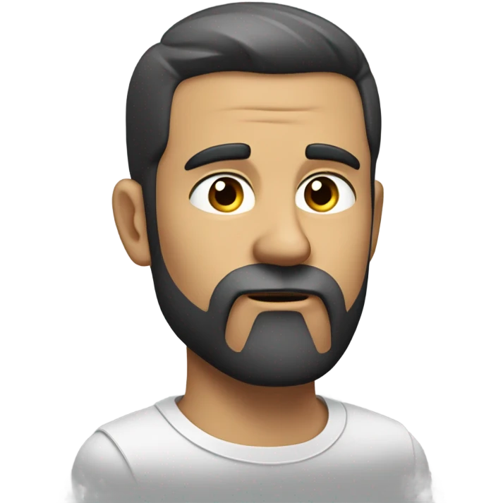 white man, dark hair, beard, head and shoulders, rubbing chin emoji