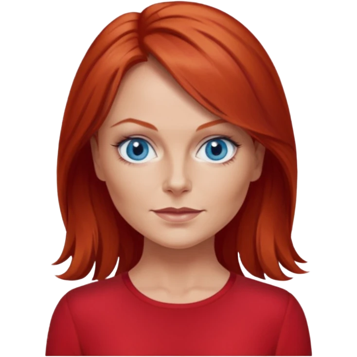 Geri Halliwell blue eyes, red hair, red outfit emoji