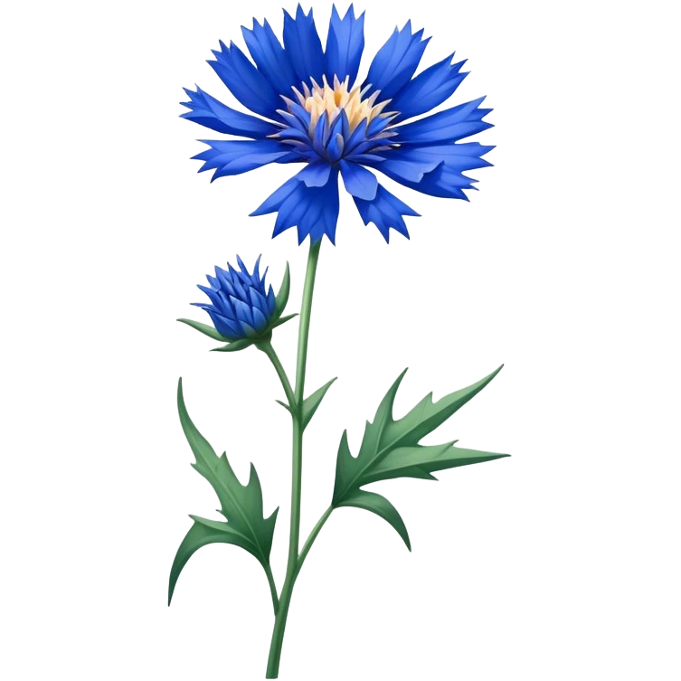 single blue Cornflower, straight stem emoji
