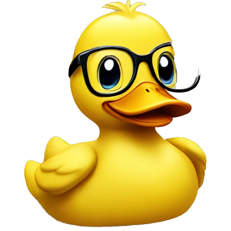 Yellow duck happy with glasses and writing on a computer  emoji