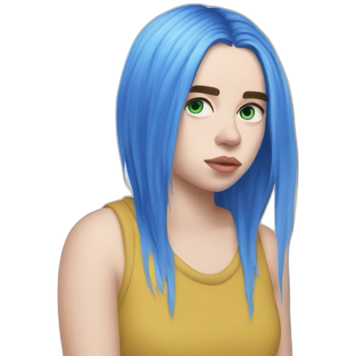 Billie eilish 2017 cheveux bleu emoji