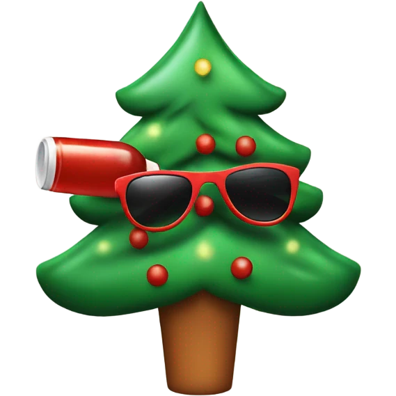 Christmas tree with sunglasses and a bottle of ketchup  emoji