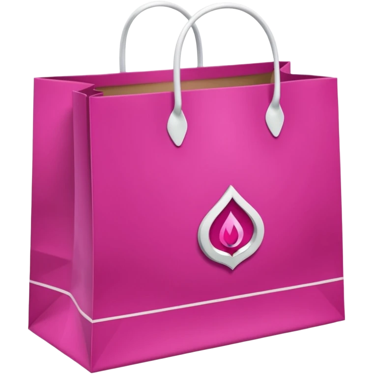 bolsa de papel fucsia con asas blancas y en el centro de la bolsa el logo de druni perfumerias en color blanco emoji