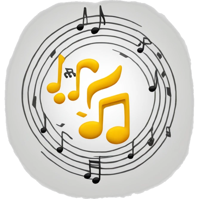 Music notes with sound waves around it in a circular shape  emoji