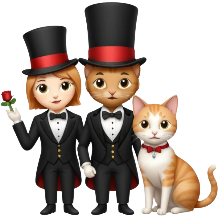 magician couple and their pet cat emoji