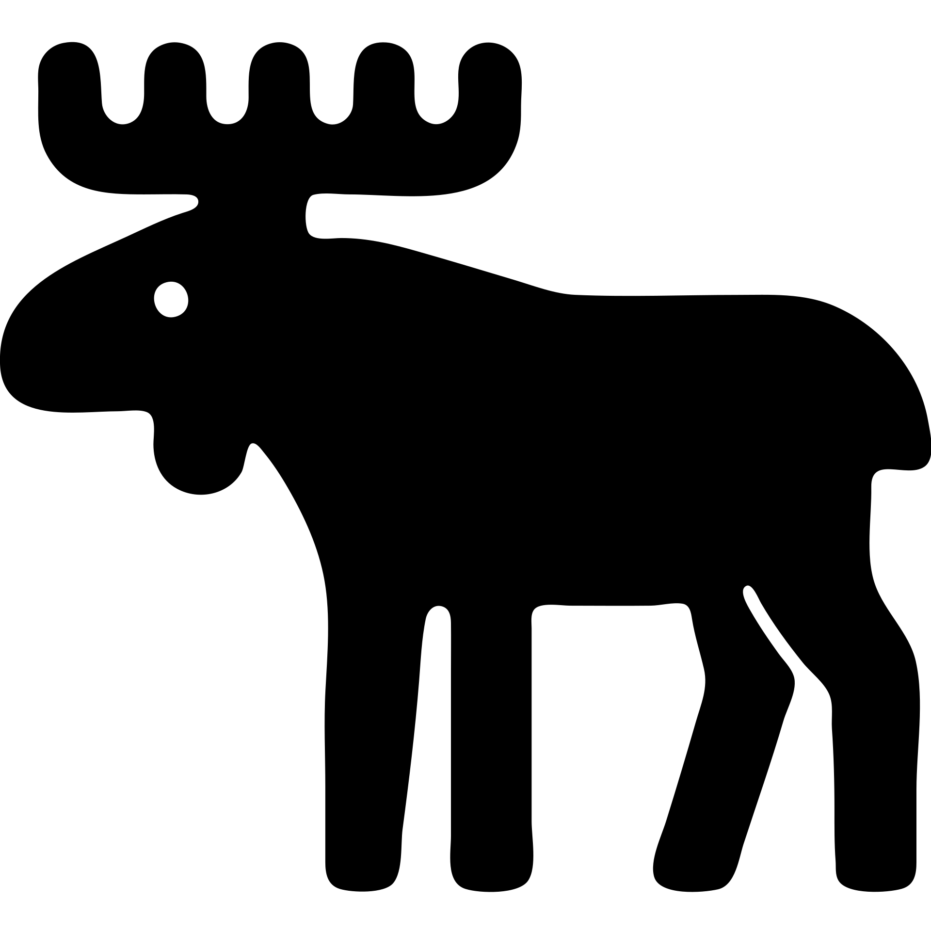 Create a moose icon in a filled style with a solid black shape, no outline, very simple, inspired by the reference image. emoji
