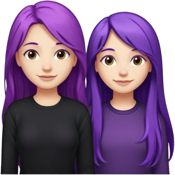 faz duas raparigas menos gótica mas com cabelo roxo comprido e outra cabelo roxo e camisolas preto um pouco separadas emoji