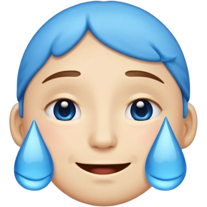 Pleading Face emoji, smiling with closed eyes and two large blue tears—iOS style. emoji