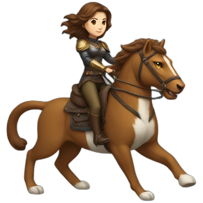 brown hair women riding Battle cat emoji