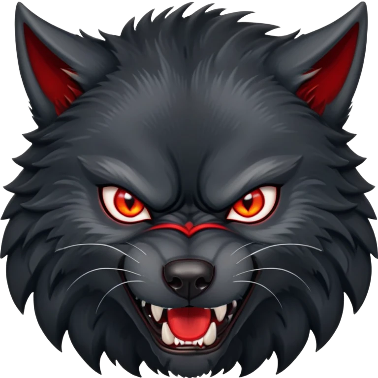 angry snarling black wolf with red eyes emoji