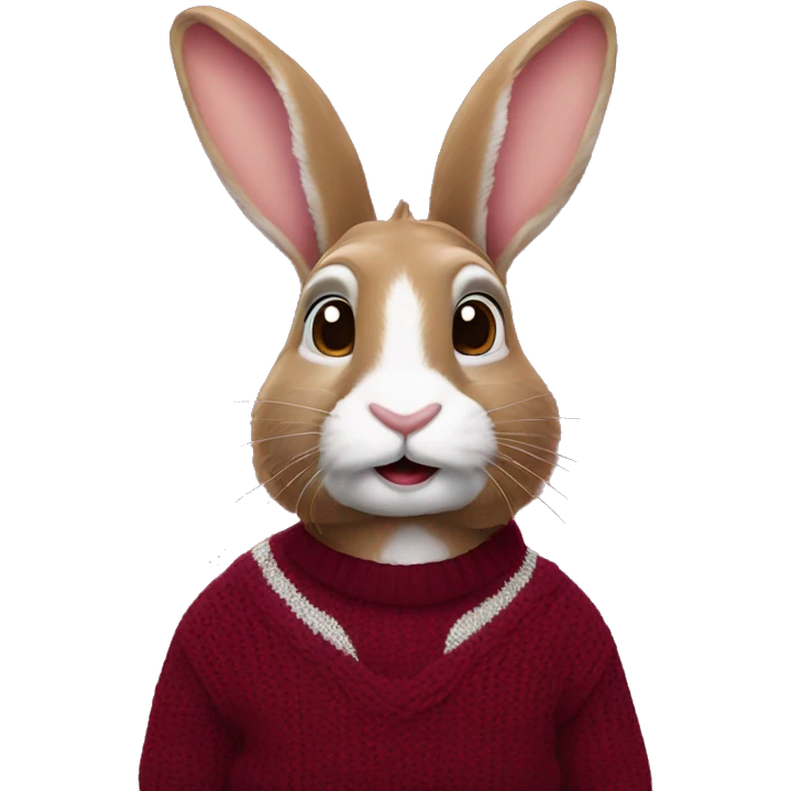 Rabbit in burgundy sweater  emoji