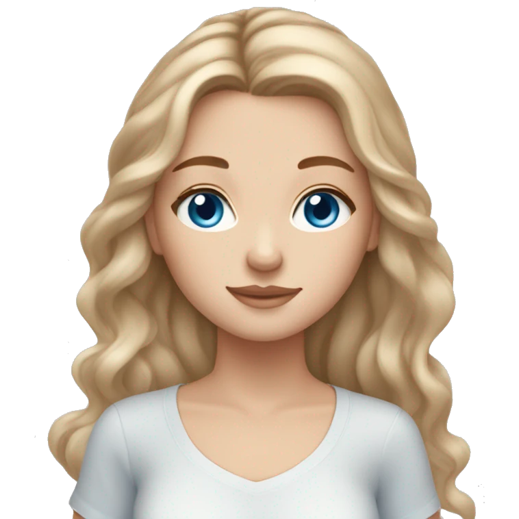 White girl with light brown hair skin care blue eyes emoji