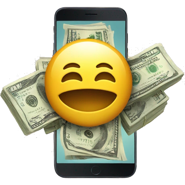 smartphone with money emoji