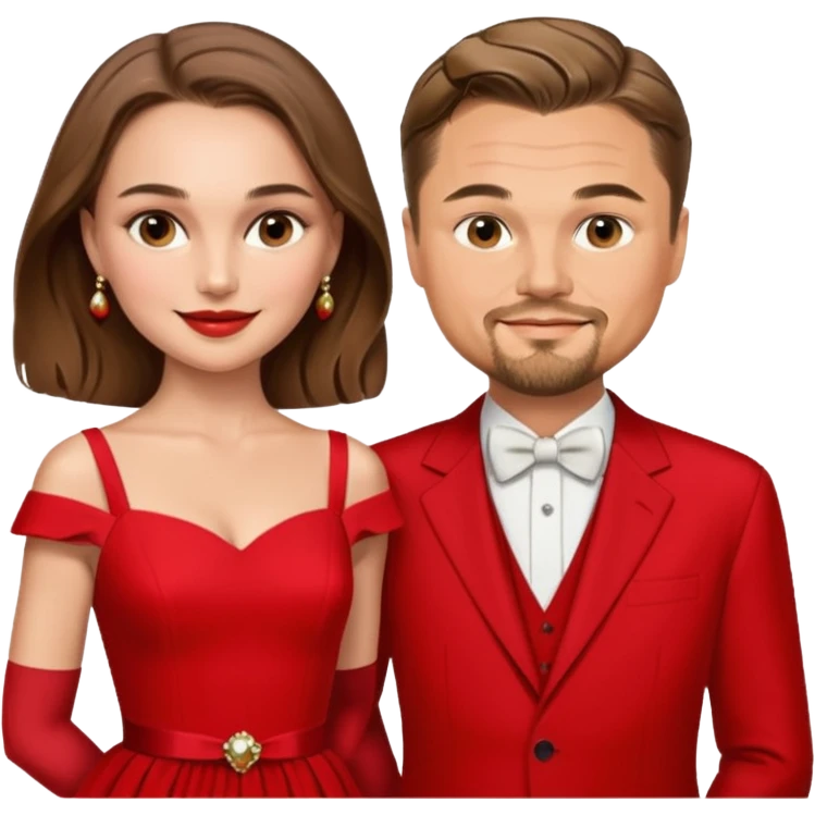leonardo di caprio and Natalie Portman in a red dress emoji