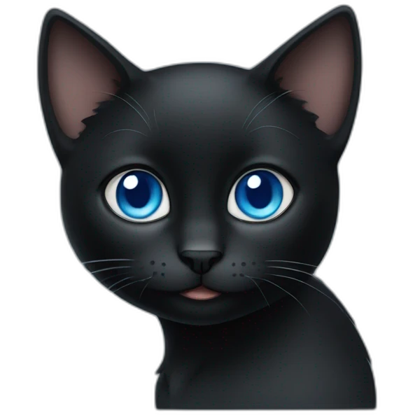 black cat with blue eyes called "Mia" emoji