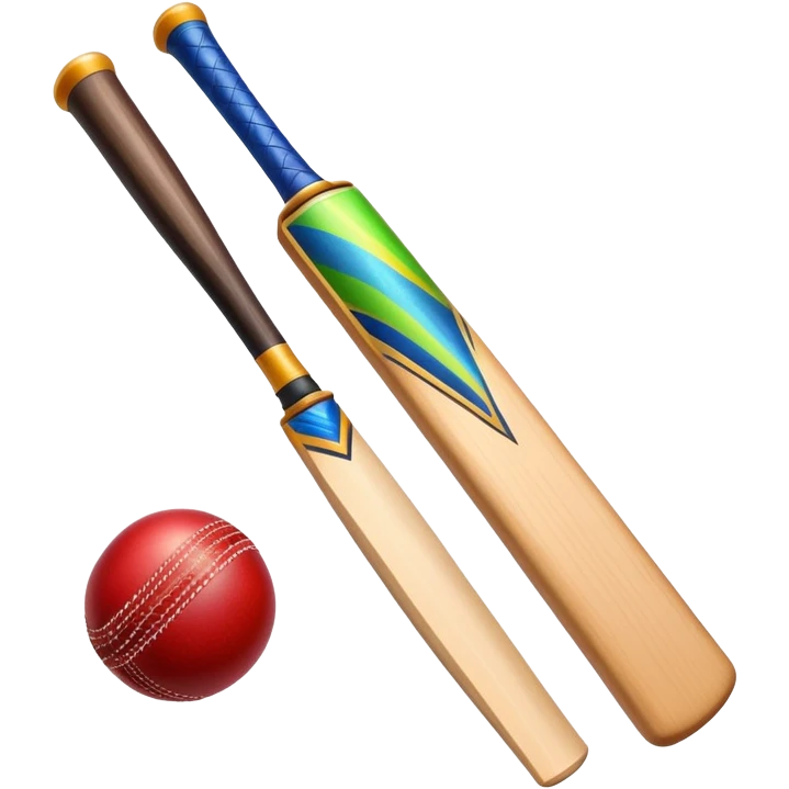 cricket bat and ball with sparkles emoji