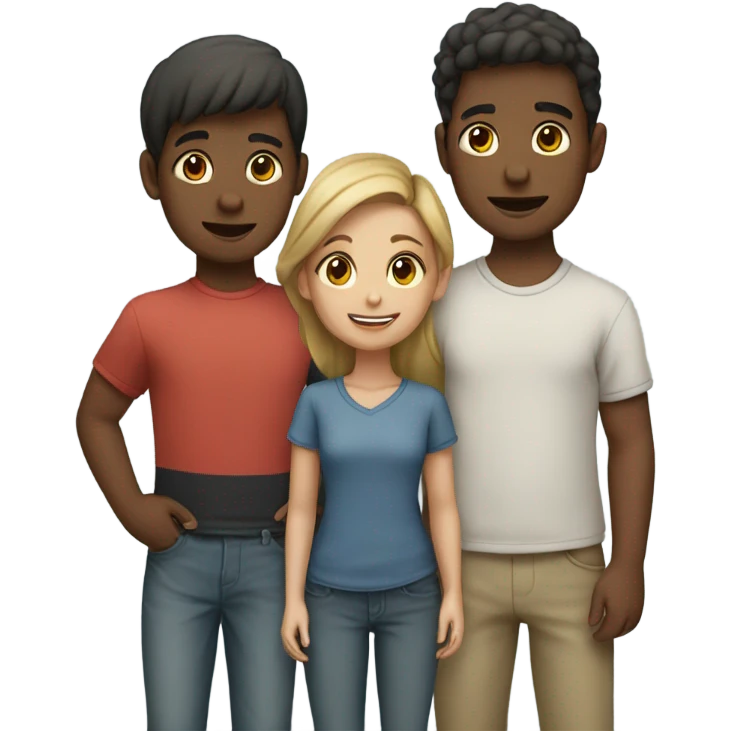 two boy x one girl standing together  emoji