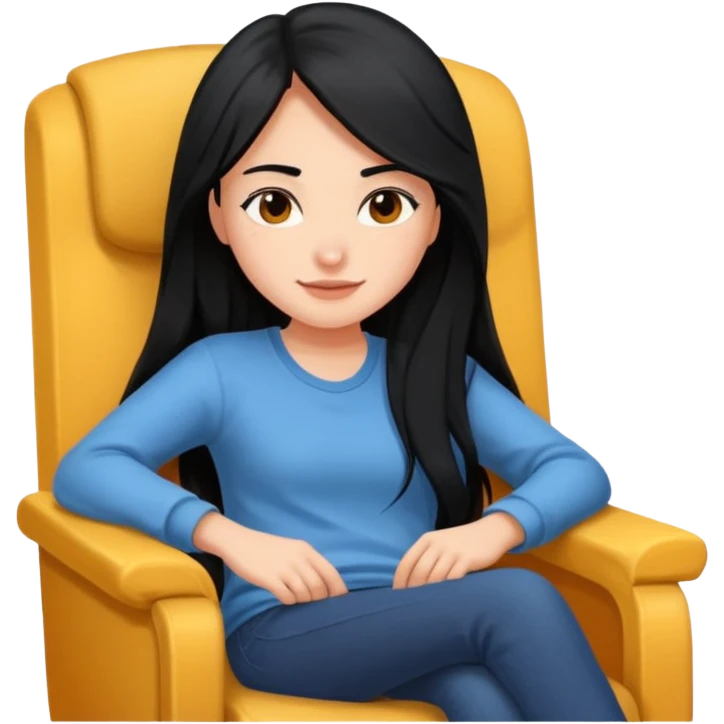girl that is moving in their chair of work but its not disable just lazy with black long hair and skin a bit latin  lazy emoji