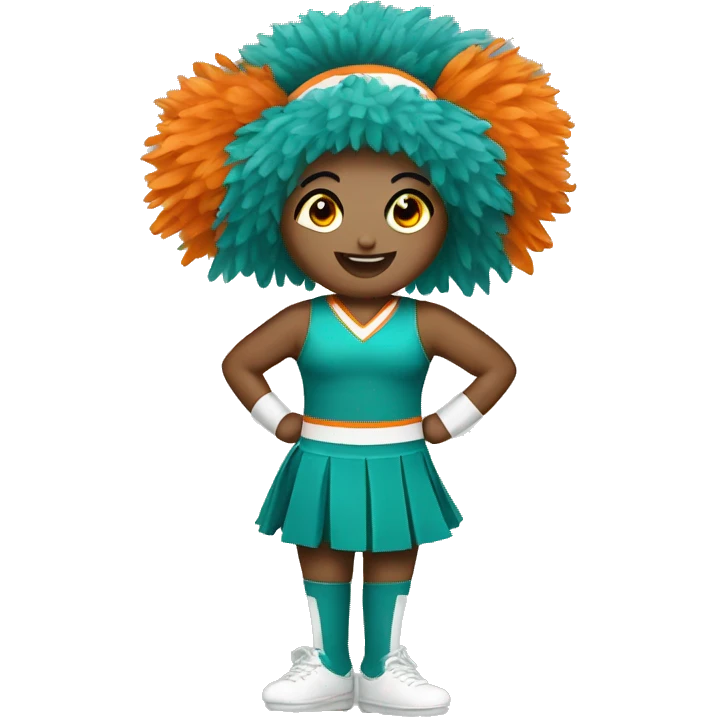 Teal and orange cheerleader pompom emoji