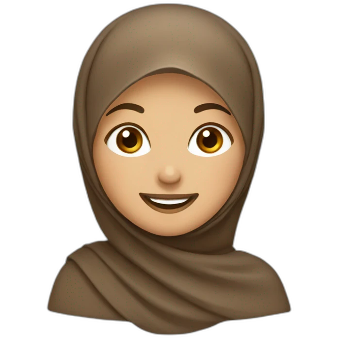 A happy girl wear a brown hijab and wink emoji
